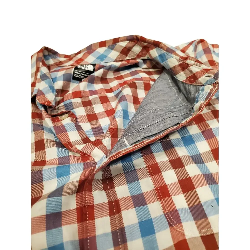 The North Face‎ Mens XL Button Up Shirt Red Blue Plaid Outdoor Casual Trailcore